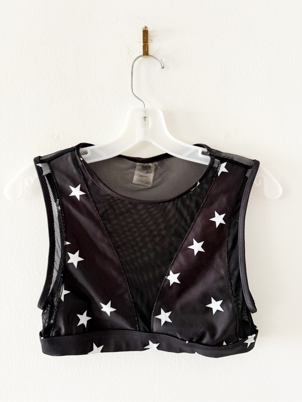 Minimale Animale The Broadway Black Star Print Mesh Crop Top / Bikini Top Medium